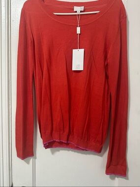 TSE Apricot Sweater with Lotus Trim